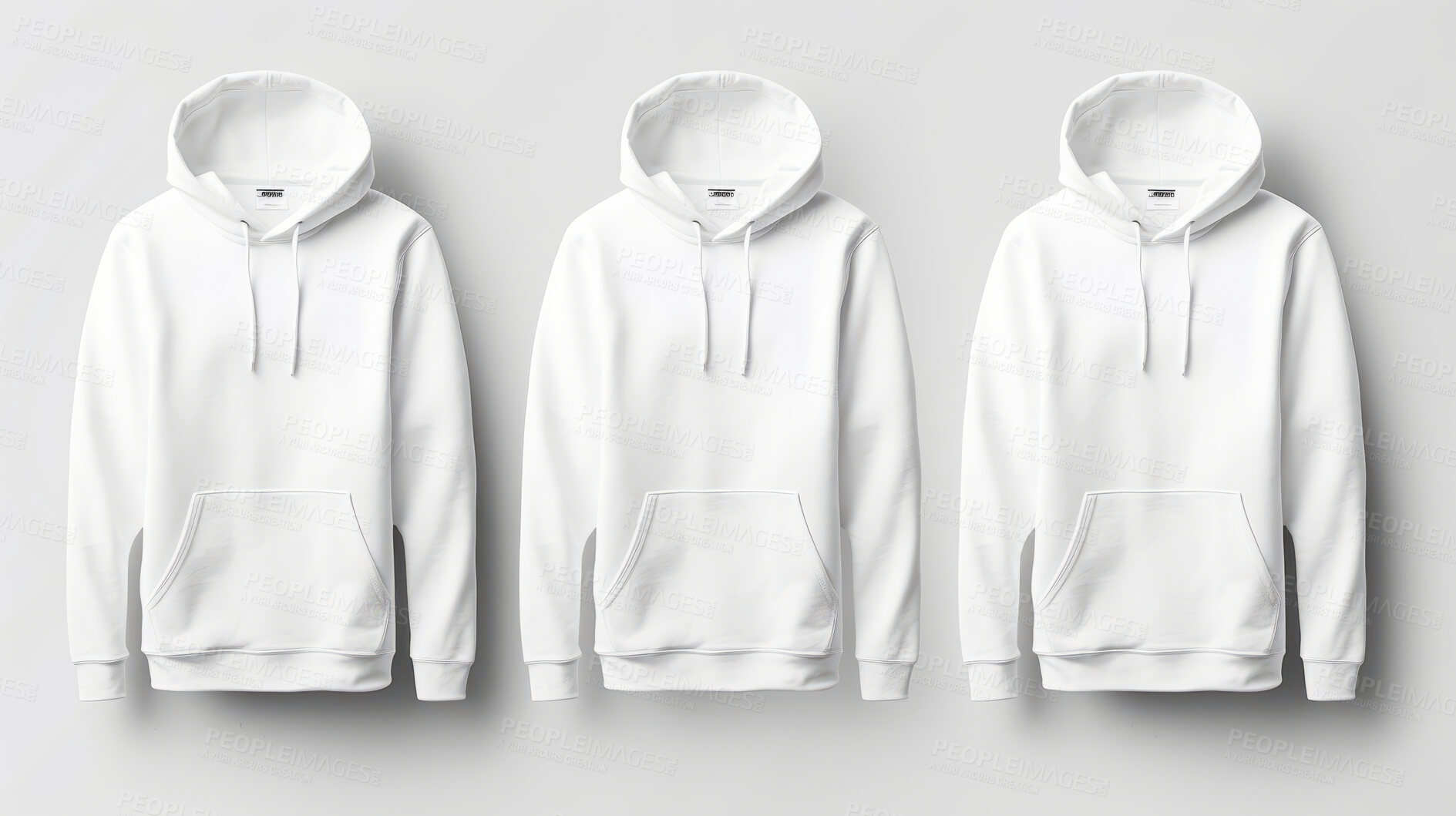 Buy stock photo Font view of hoodies. Sweatshirt on background cutout. Mock-up template.