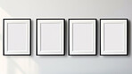 Mock-up set of photo frames on wall. Black edges. Modern concept. Copy space.