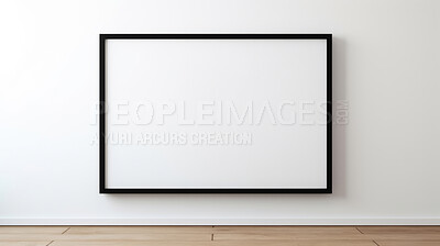 Mock-up of photo frame on wall. Black edge. Modern concept. Copy space.