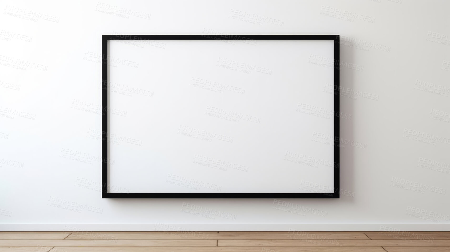 Buy stock photo Mock-up of photo frame on wall. Black edge. Modern concept. Copy space.