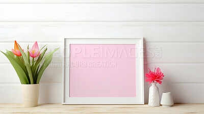 Buy stock photo Mock-up of photo frame on wall. Modern concept. Copy space.