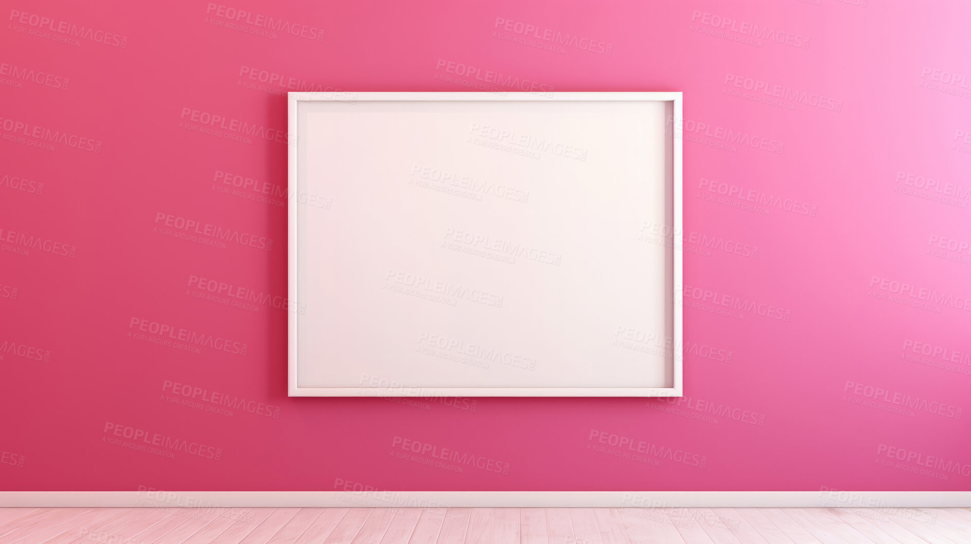 Buy stock photo Mock-up of photo frame on wall. Large room. Modern concept. Copy space.