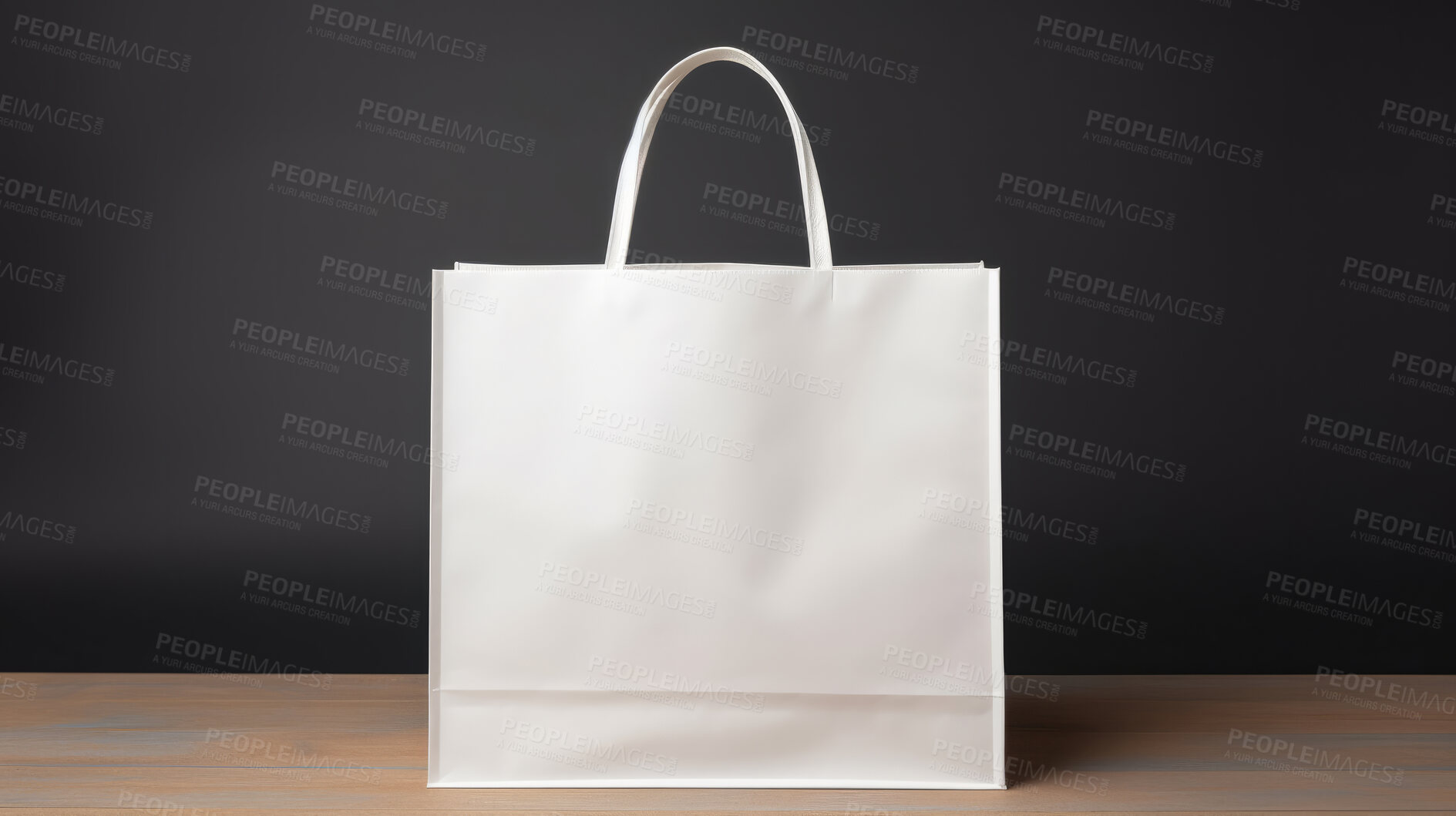 Buy stock photo Mock-up of recycled shopping bag. Blank template on backdrop. Copy space.