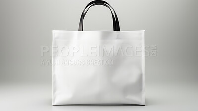 Buy stock photo Mock-up of recycled shopping bag. Blank template on backdrop. Copy space.