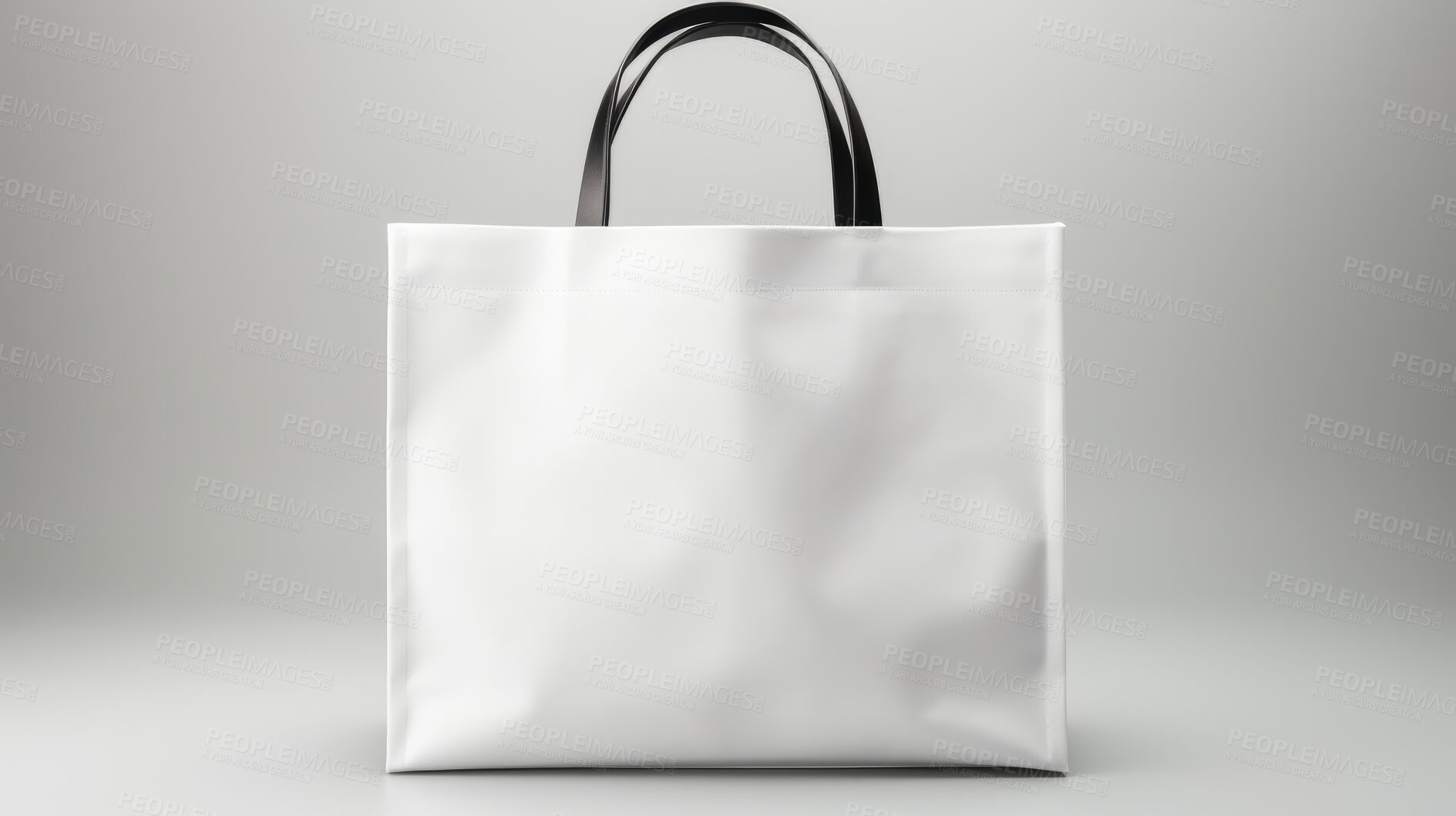 Buy stock photo Mock-up of recycled shopping bag. Blank template on backdrop. Copy space.