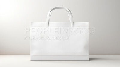 Buy stock photo Mock-up of recycled shopping bag. Blank template on backdrop. Copy space.