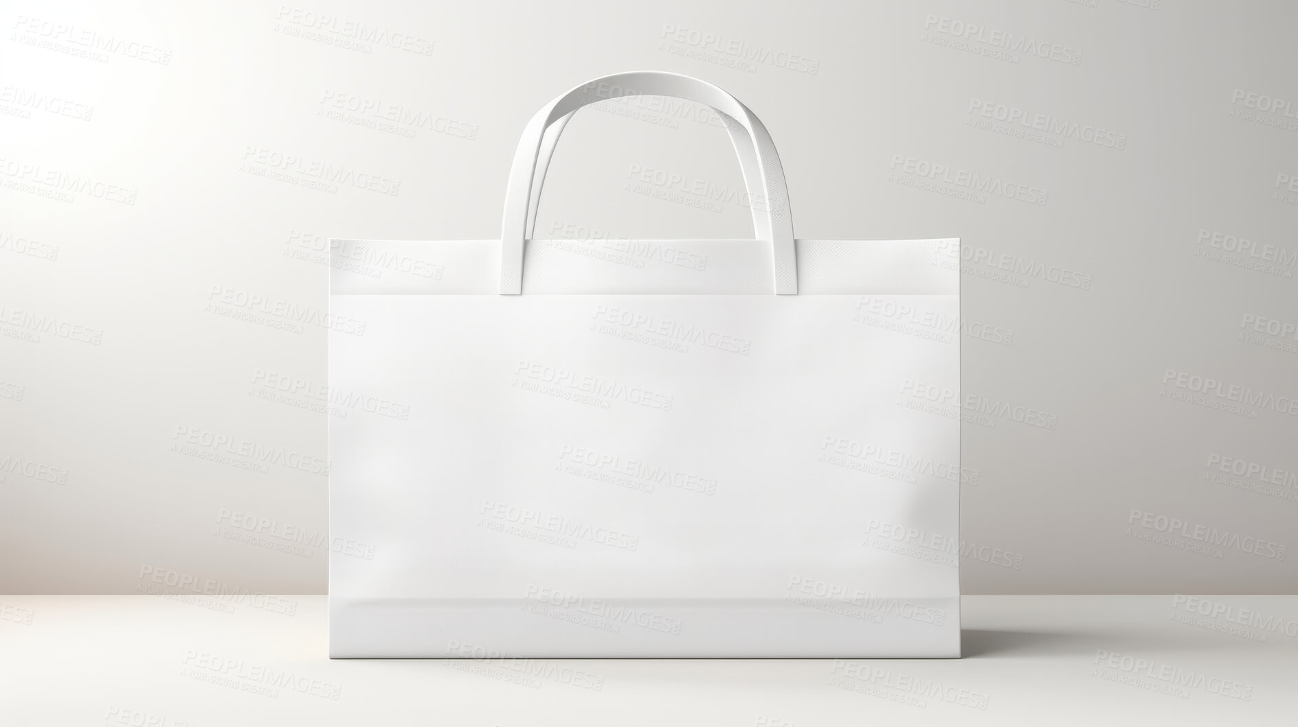 Buy stock photo Mock-up of recycled shopping bag. Blank template on backdrop. Copy space.