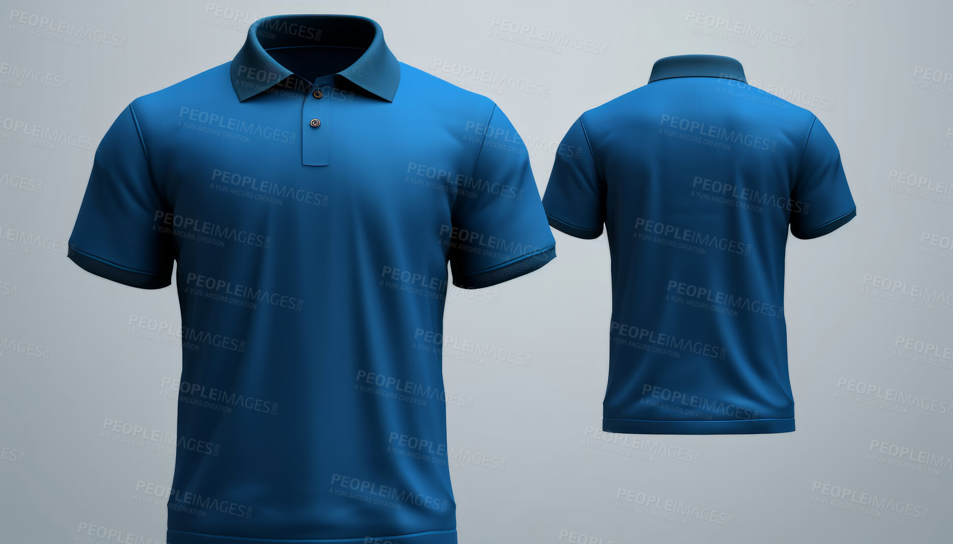 Buy stock photo Front and back views of golfers. T-shirt on background. Mock-up template.