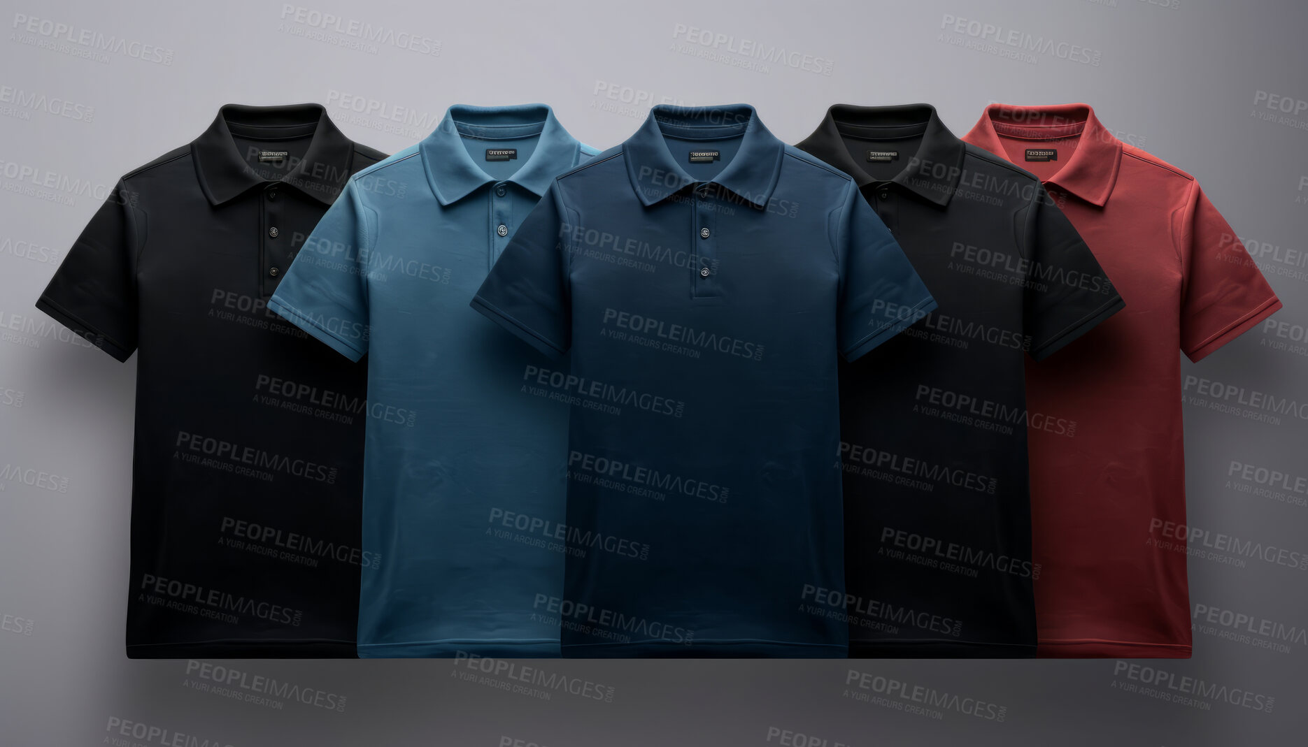 Buy stock photo Front views of golfers. T-shirt on background. Mock-up template.