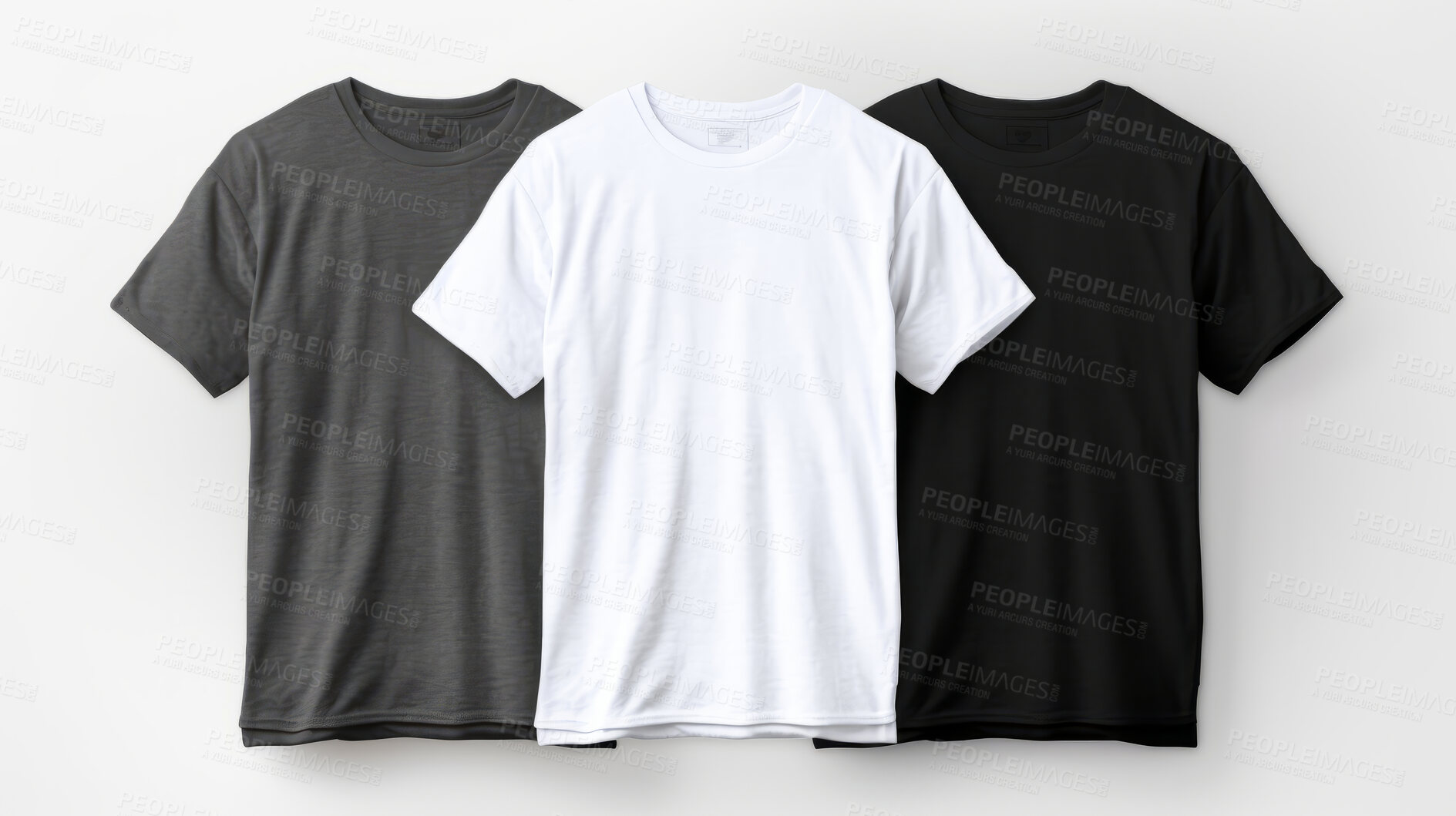 Buy stock photo A collection of mock-up t-shirts. Modeling copy space for print.