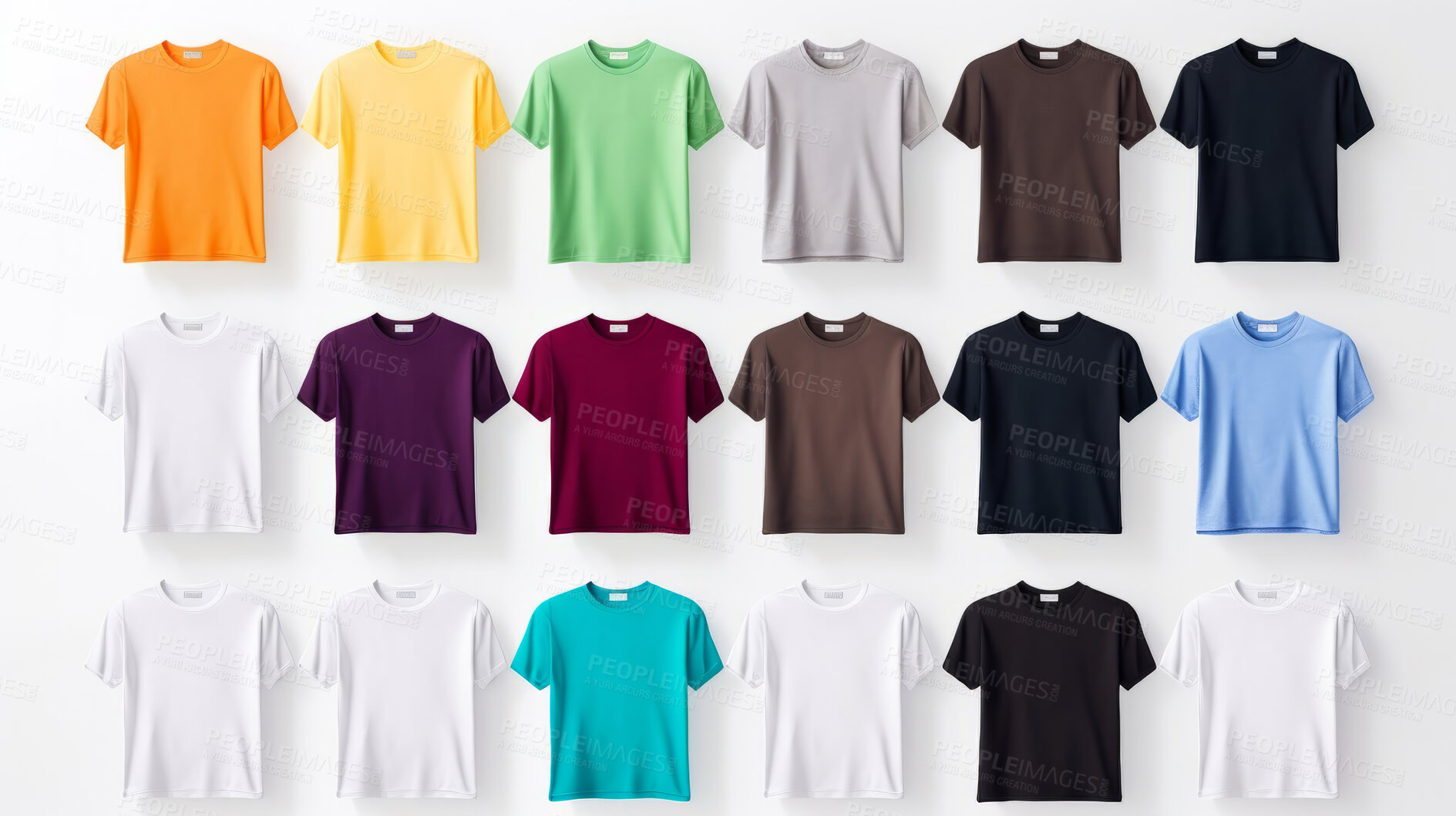 Buy stock photo A collection of mock-up t-shirts. Modeling copy space for print.