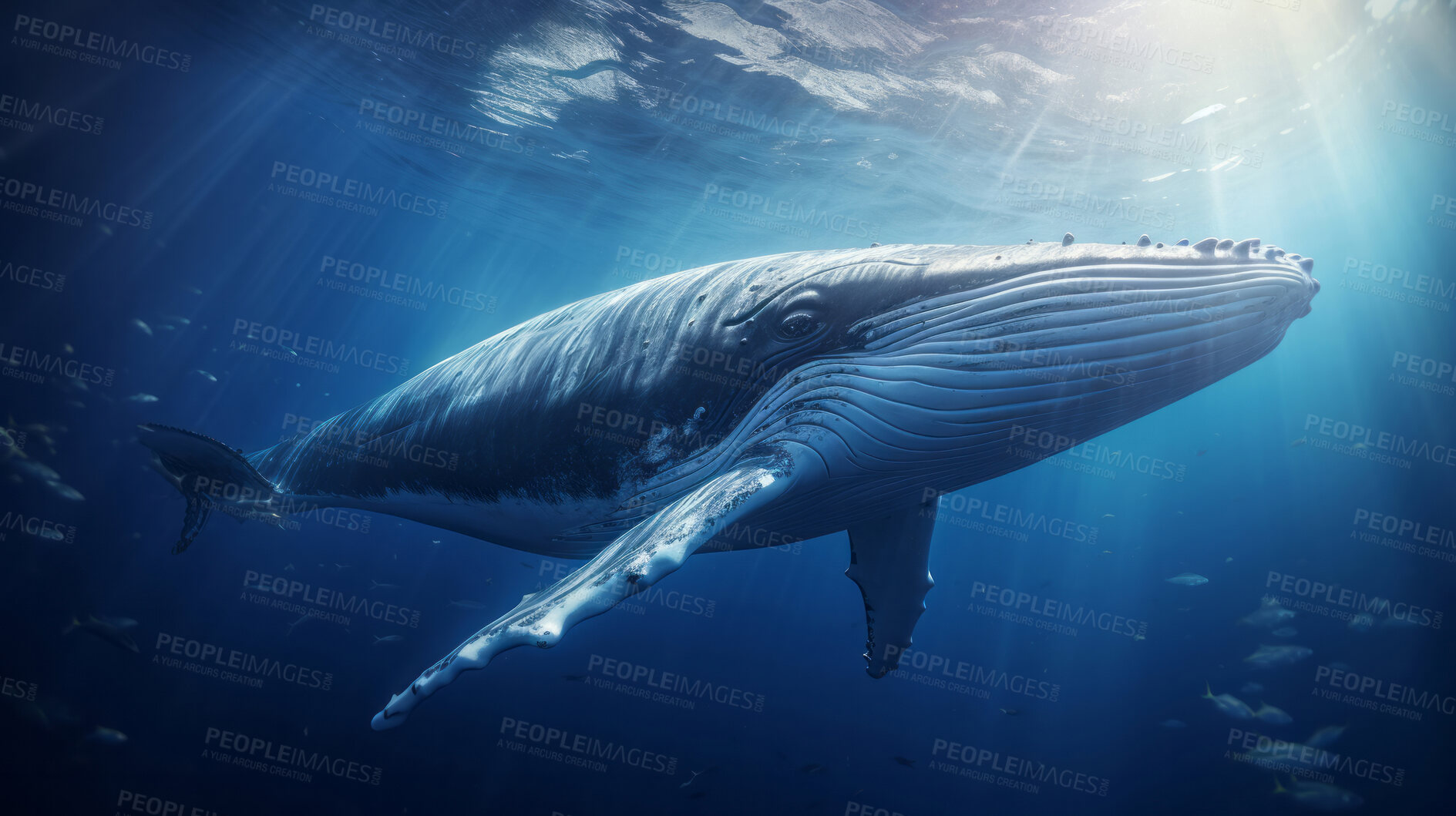 Buy stock photo Underwater shot of whale. Beautiful nature underwater world concept.
