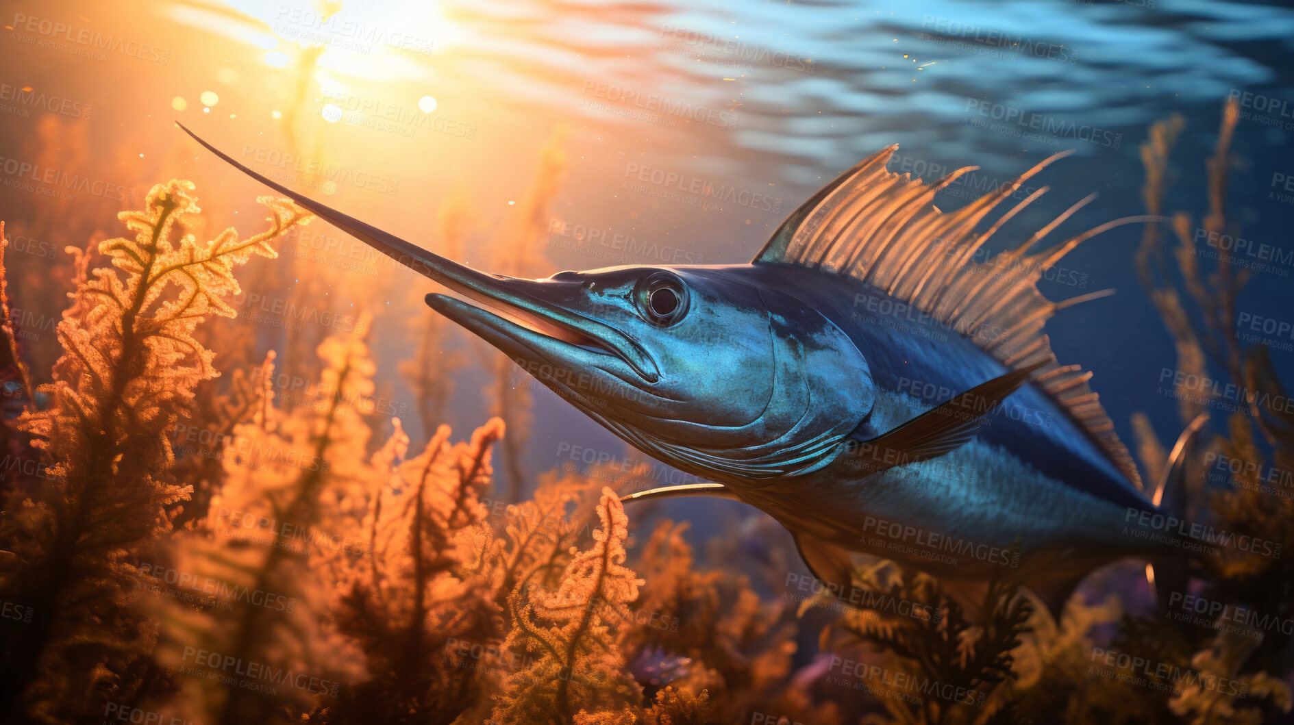 Buy stock photo Underwater shot of fish. Beautiful nature underwater world concept.