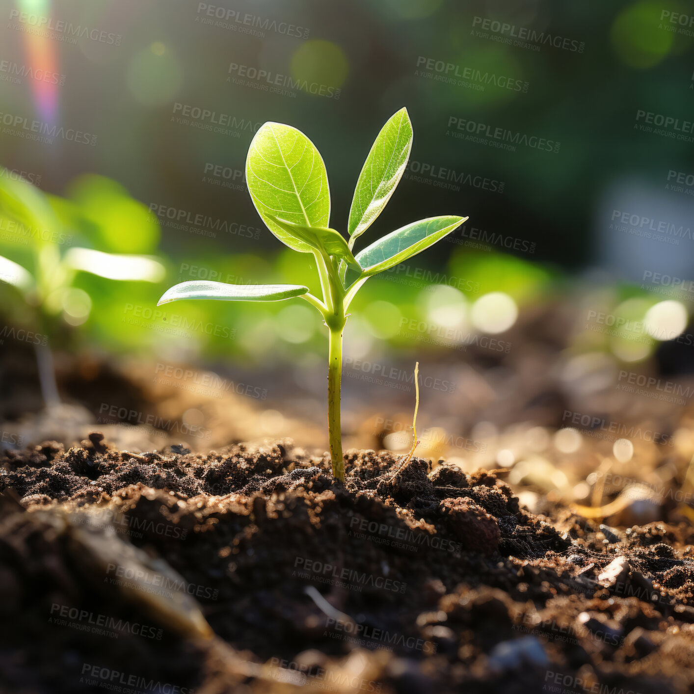 Buy stock photo Close-up of a young plant against blurry background. Ecology Concept.