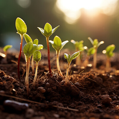 Buy stock photo Close-up of a young plants against blurry background. Ecology Concept.