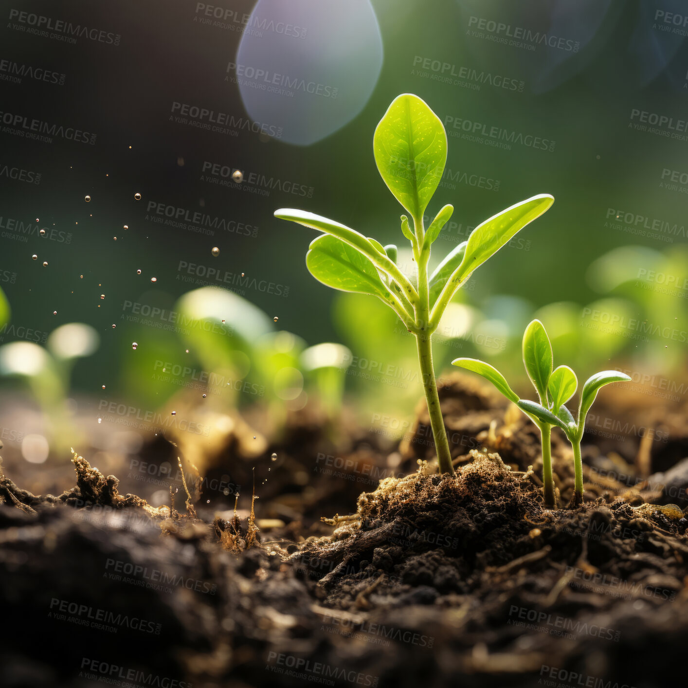 Buy stock photo Small plant growing in garden. Copy space. Eco concept.