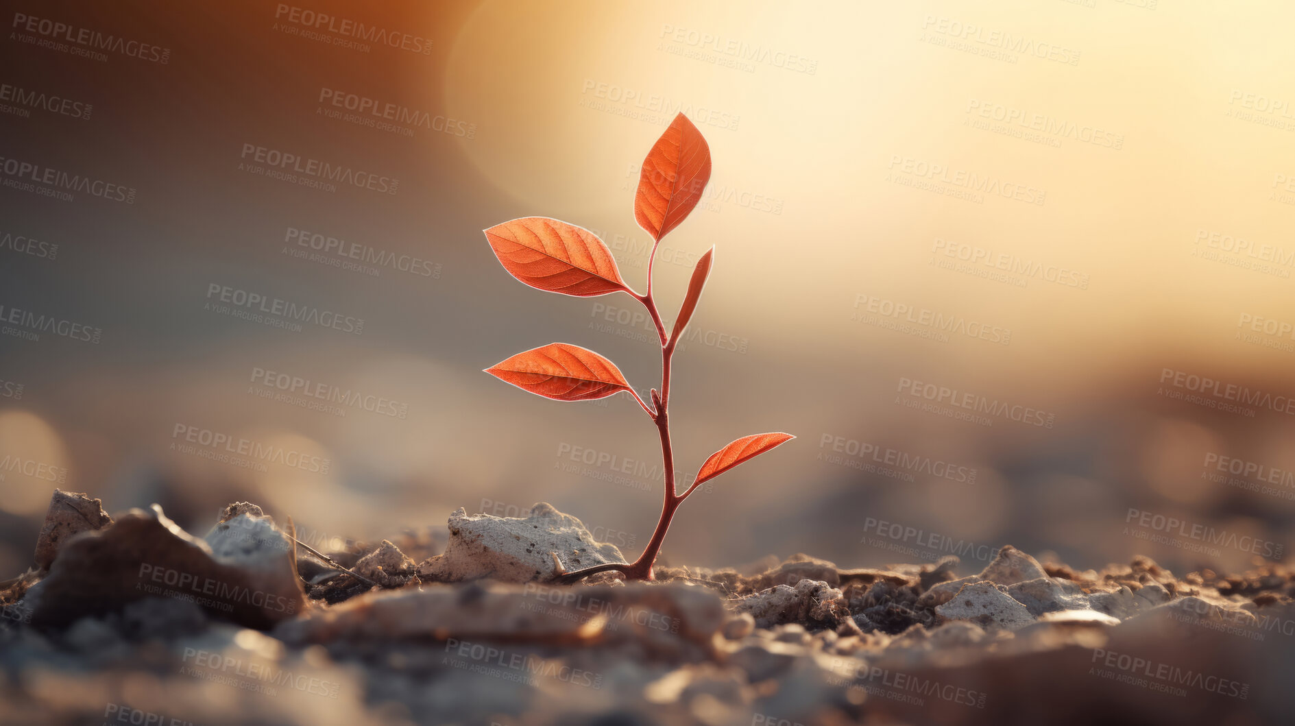 Buy stock photo Small plant growing against blur background. Copy space. Eco concept.