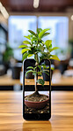 Picture of plant growing out of smartphone. Ecology Concept.