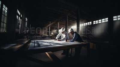 Professional architect constructor engineer working, discussing building plan