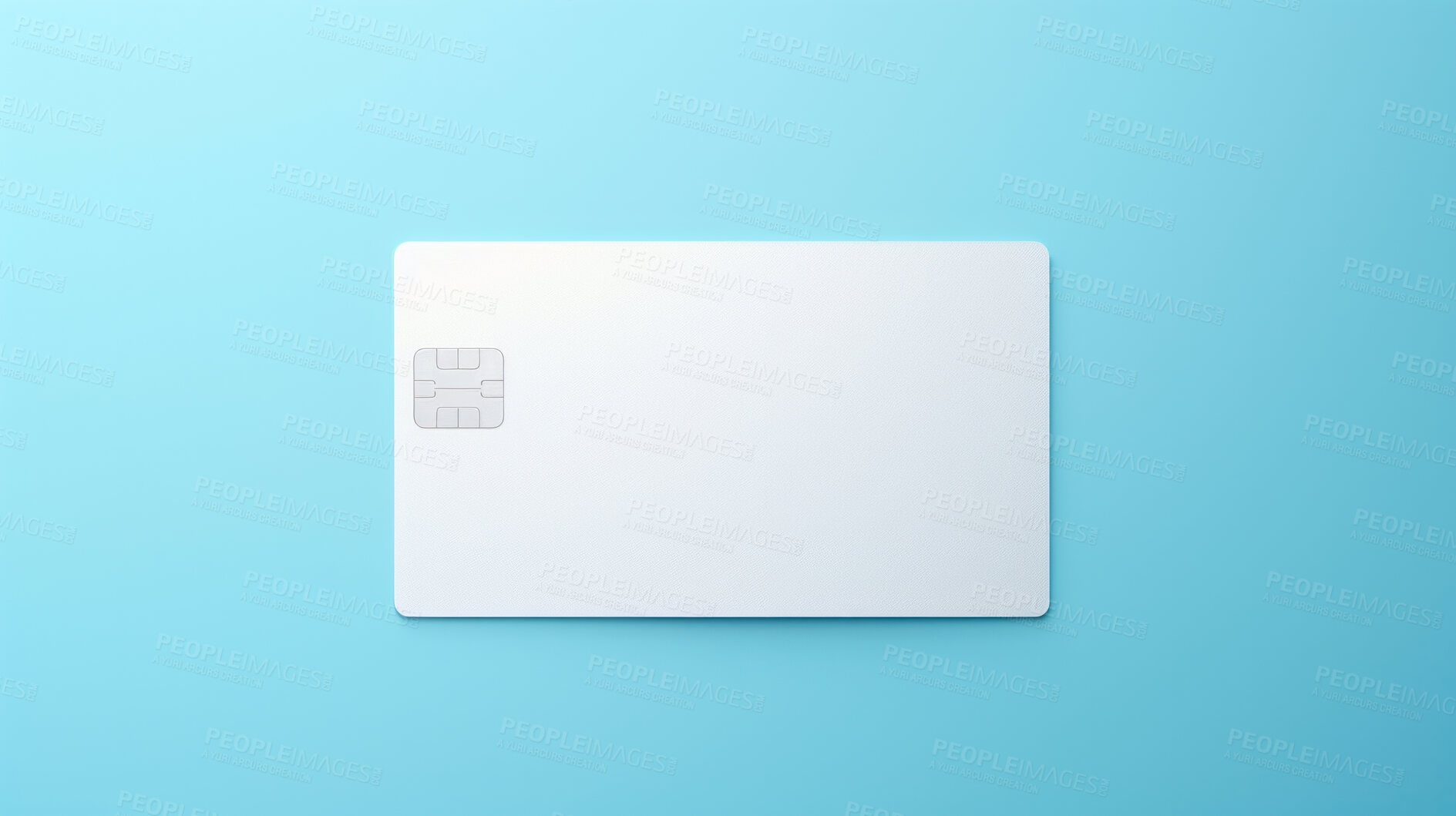 Buy stock photo Blank white bank card or gift voucher card on a blue background. Birthday gift