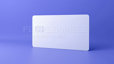 Blank white bank card or gift voucher card on a blue background. Birthday gift