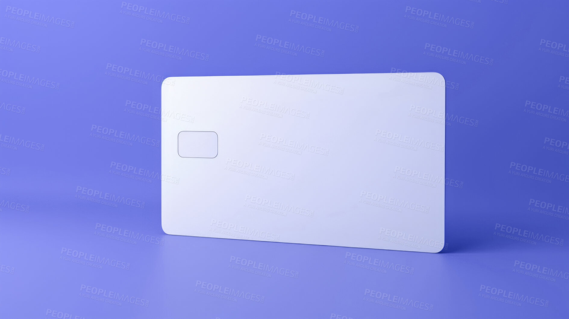 Buy stock photo Blank white bank card or gift voucher card on a blue background. Birthday gift