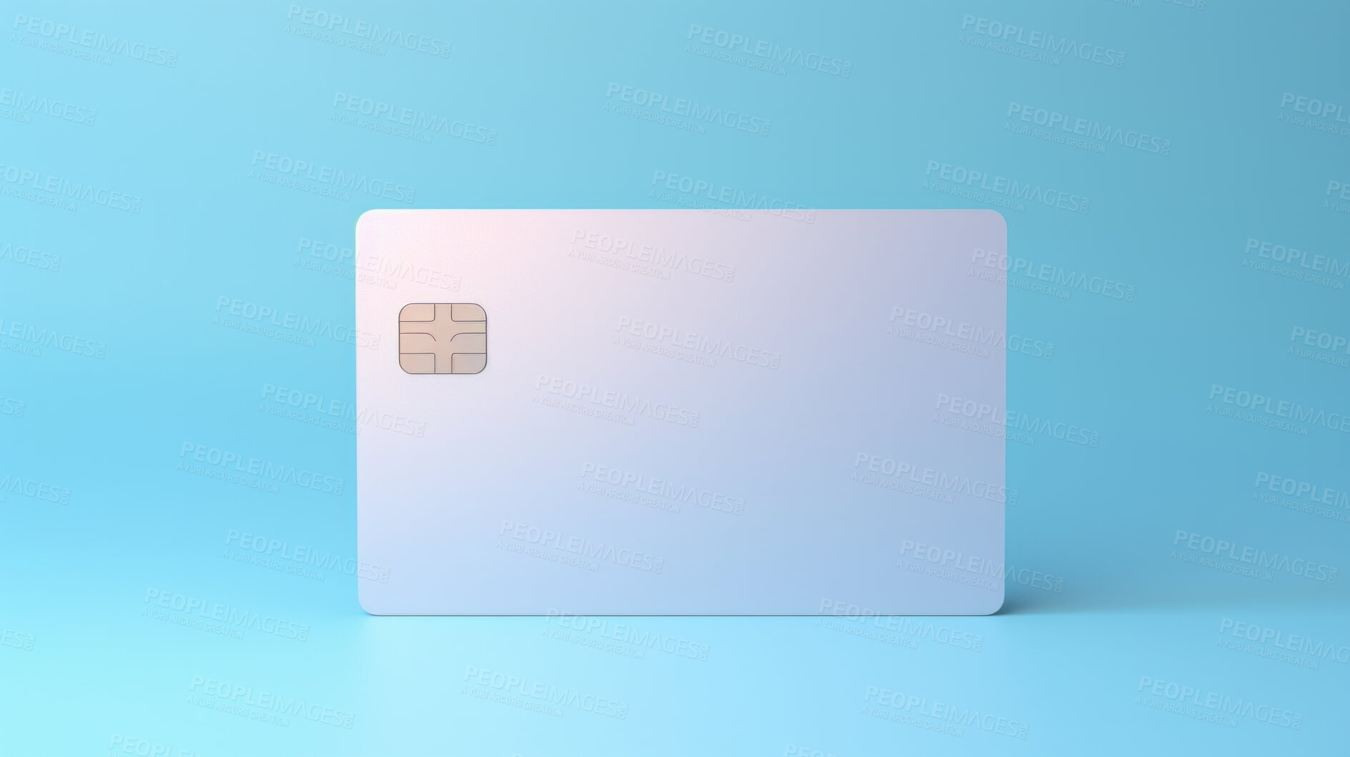 Buy stock photo Blank white bank card or gift voucher card on a blue background. Birthday gift