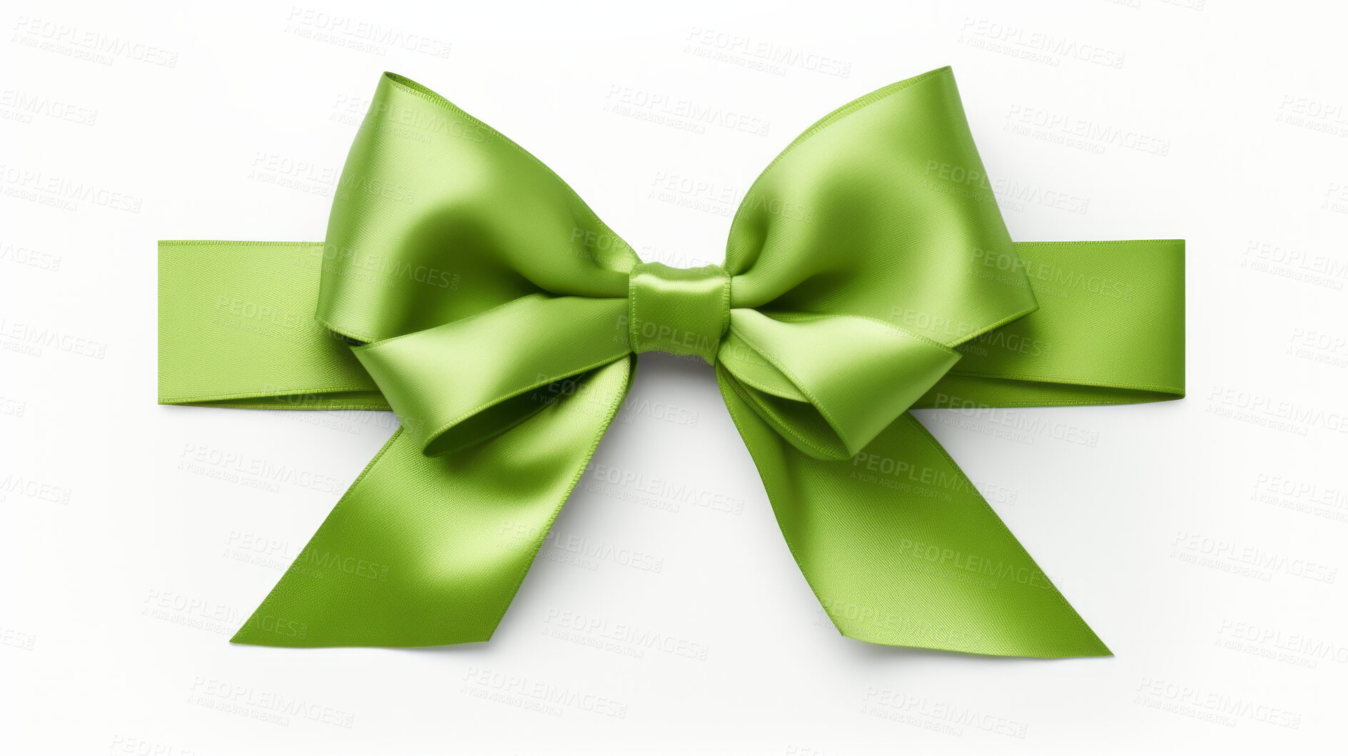 Buy stock photo Green bow on white background. Gift, present, decor for birthday, Valentine or christmas