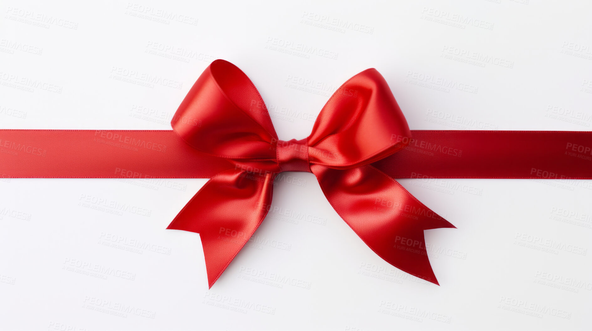 Buy stock photo Red bow on white background. Gift, present, decor for birthday, Valentine or christmas