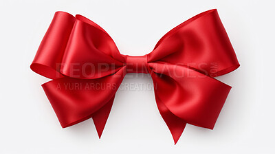 Buy stock photo Red bow on white background. Gift, present, decor for birthday, Valentine or christmas