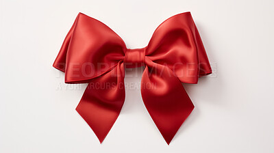 Buy stock photo Red bow on white background. Gift, present, decor for birthday, Valentine or christmas