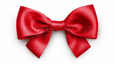 Buy stock photo Red bow on white background. Gift, present, decor for birthday, Valentine or christmas