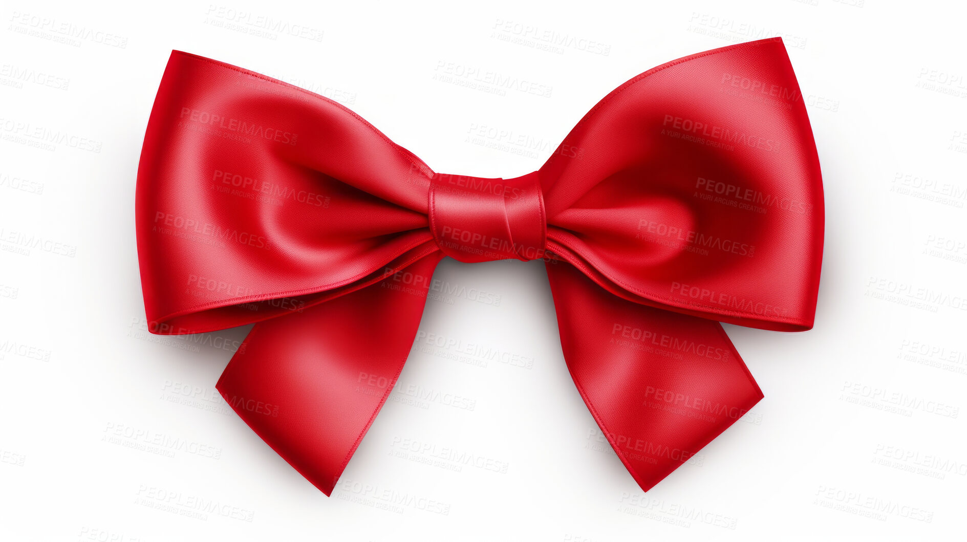 Buy stock photo Red bow on white background. Gift, present, decor for birthday, Valentine or christmas