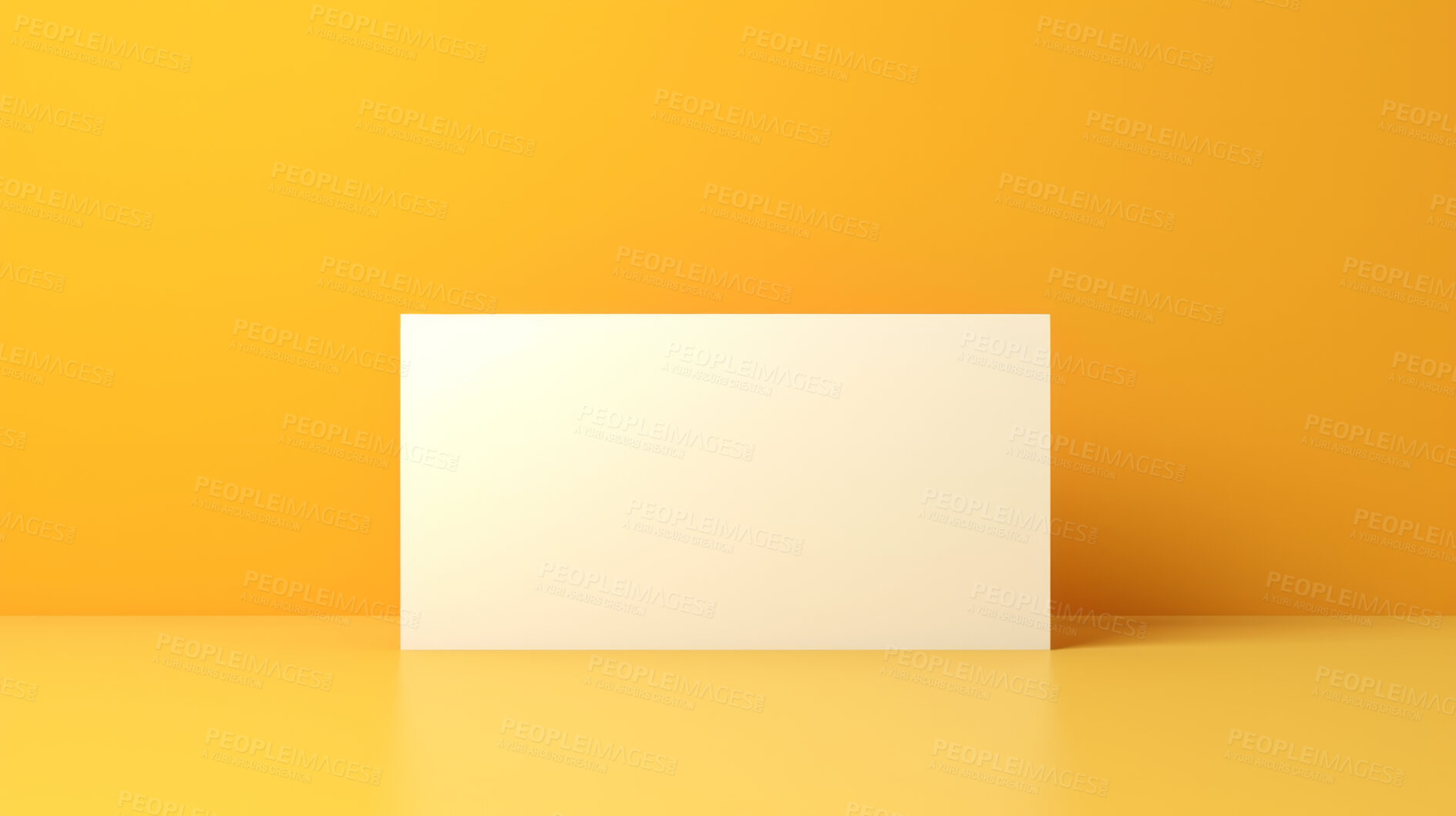 Buy stock photo Blank white business card or gift voucher card on a yellow background. Birthday gift