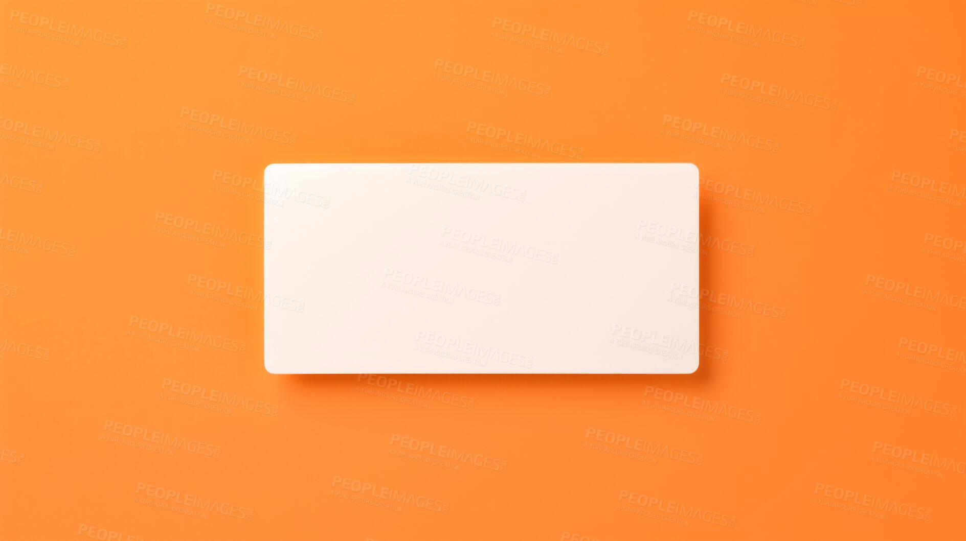 Buy stock photo Blank white business card or gift voucher card on a orange background. Birthday gift