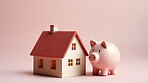 Piggy bank and a house. Saving money for buying house, financial plan home loan