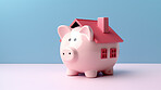 Piggy bank and a house. Saving money for buying house, financial plan home loan