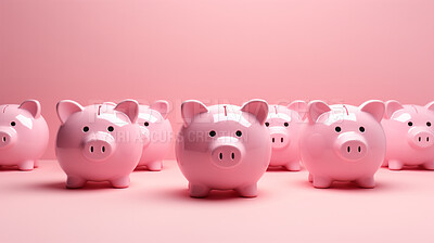 A collection of piggy banks. Savings, budget and money management concept