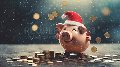 Piggy Bank with Santa Hat for christmas spending, budget and money management