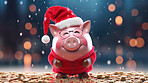 Piggy Bank with Santa Hat for christmas spending, budget and money management