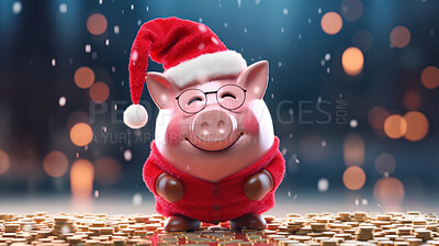 Piggy Bank with Santa Hat for christmas spending, budget and money management