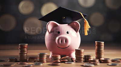 Pink piggy bank for education and intuition savings and investment funds