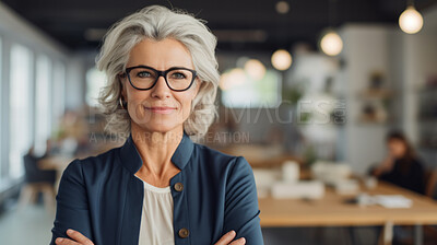 Buy stock photo Mature business woman looking with confidence. Executive or Investor portrait