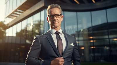 Buy stock photo Mature businessman looking with confidence. Executive or Investor portrait