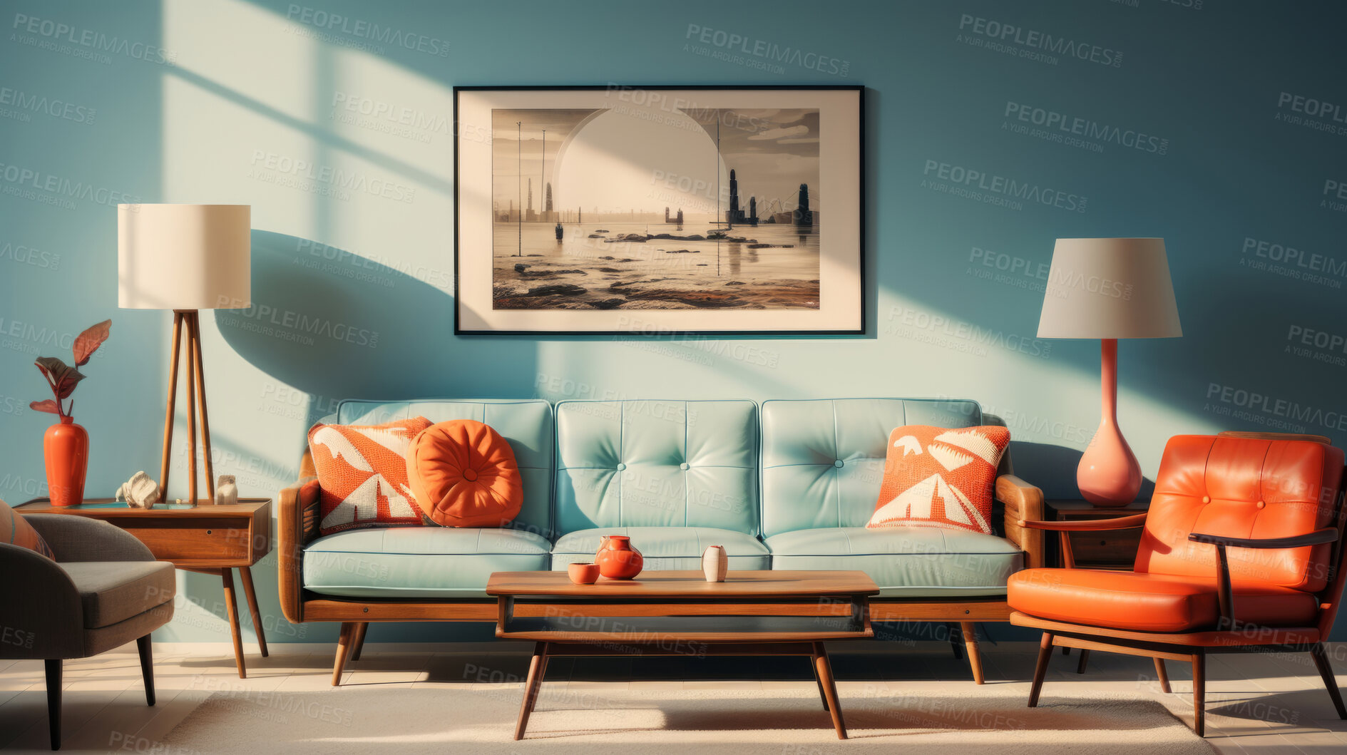 Buy stock photo Spacious lounge are. Modern decoration. Modern interior design concept.