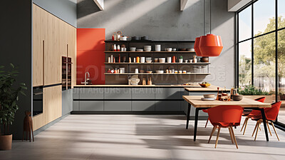 Contemporary style kitchen. Luxury living. Modern interior design concept.