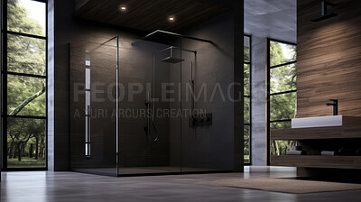 Buy stock photo Modern shower or bathroom. Luxury living. Modern interior design concept.