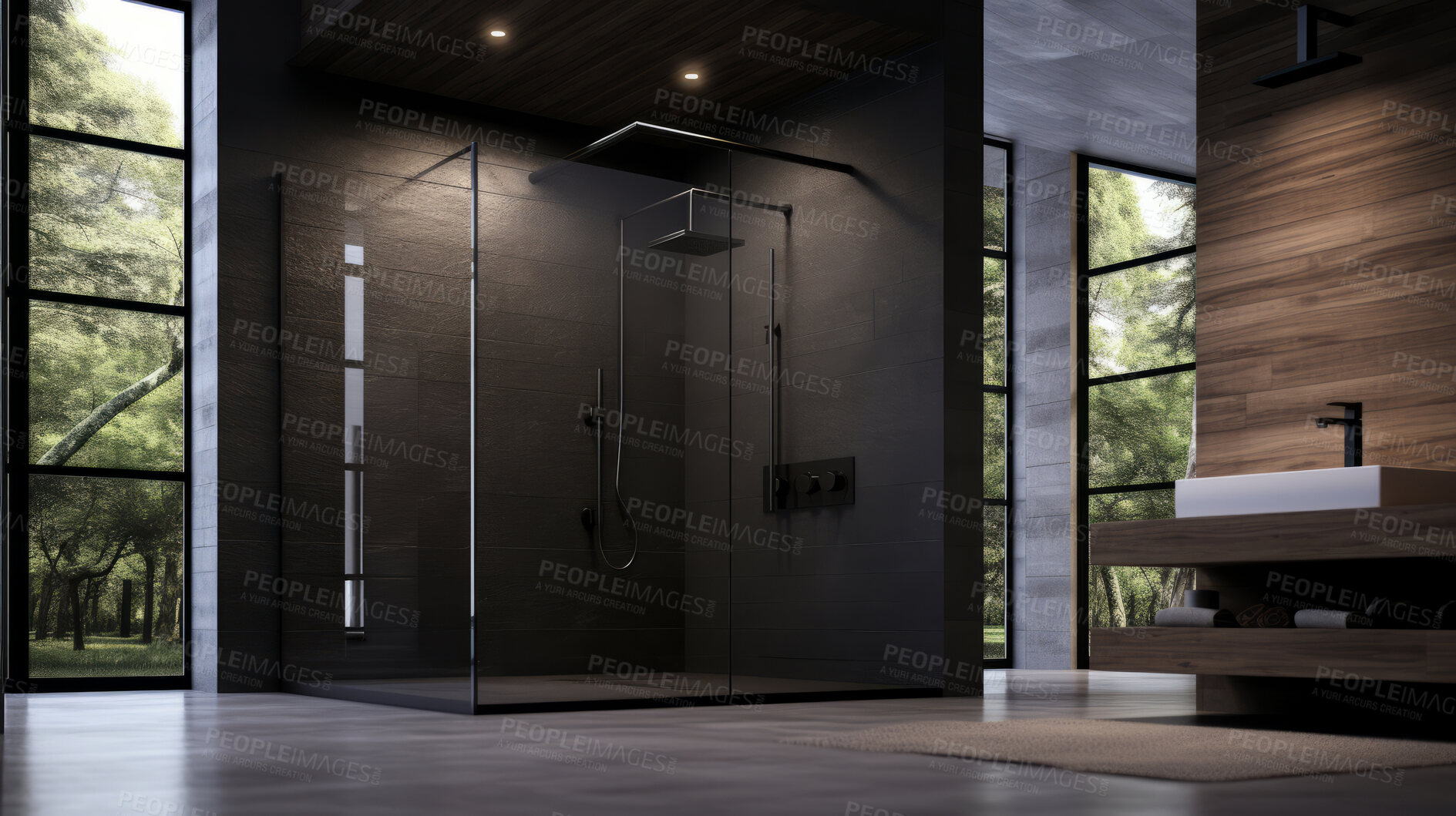 Buy stock photo Modern shower or bathroom. Luxury living. Modern interior design concept.