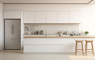 Contemporary style minimalistic kitchen. Modern interior design concept.