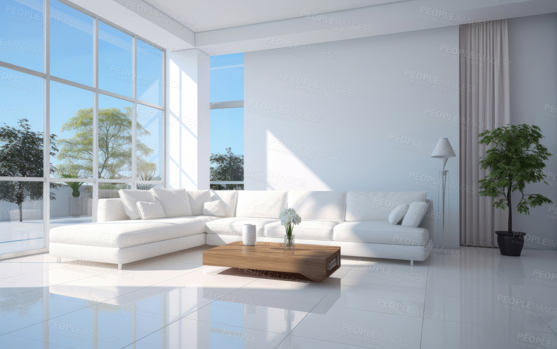 Buy stock photo Beautiful spacious lounge. Luxury living. Modern interior design concept.